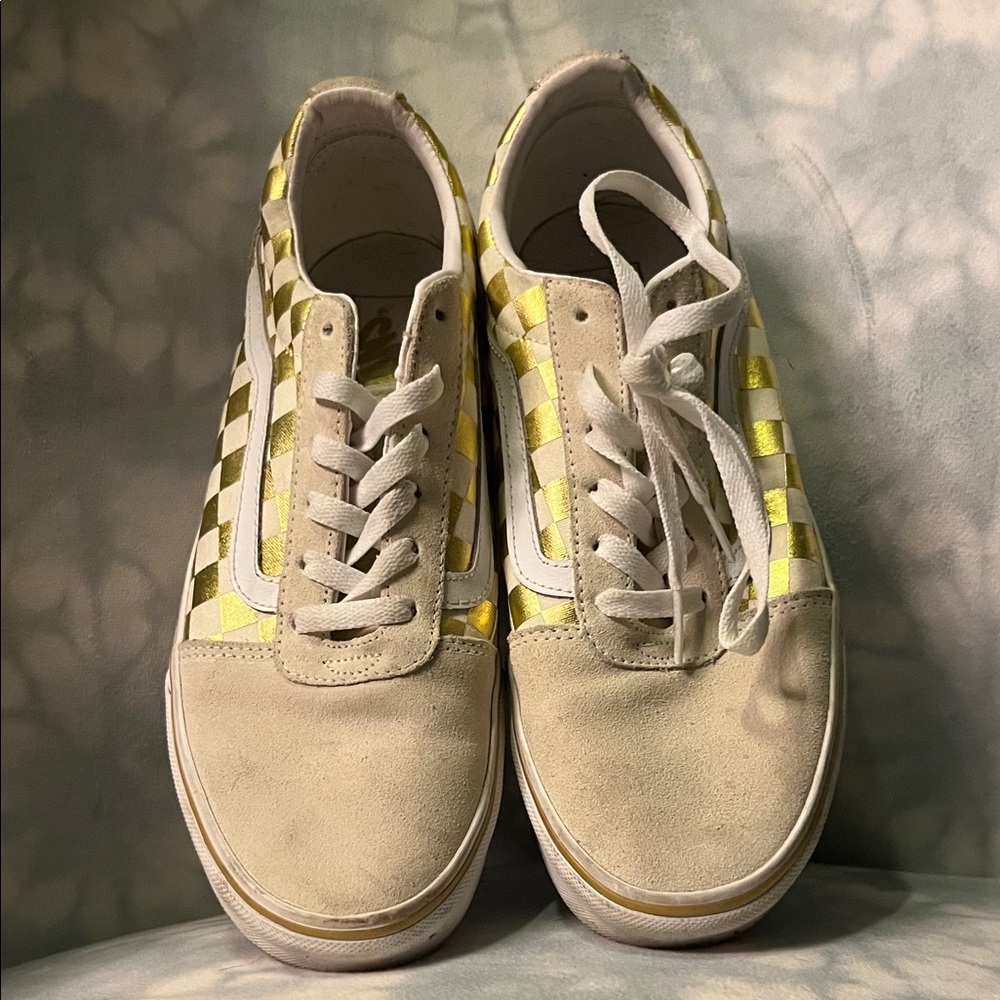 Vans Yellow and White Checkered Sneakers